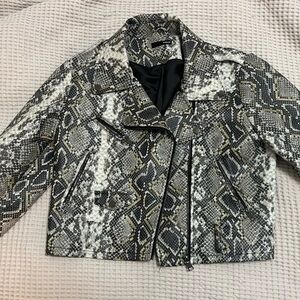 Aqua Snakeskin Moto Jacket